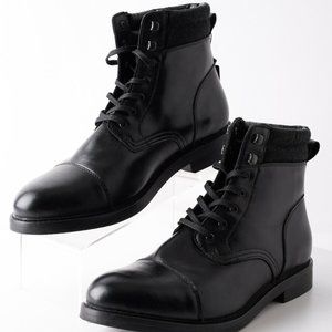 Zara Mens Black Lace Up Ankle Boots Cap Toe Sz 11